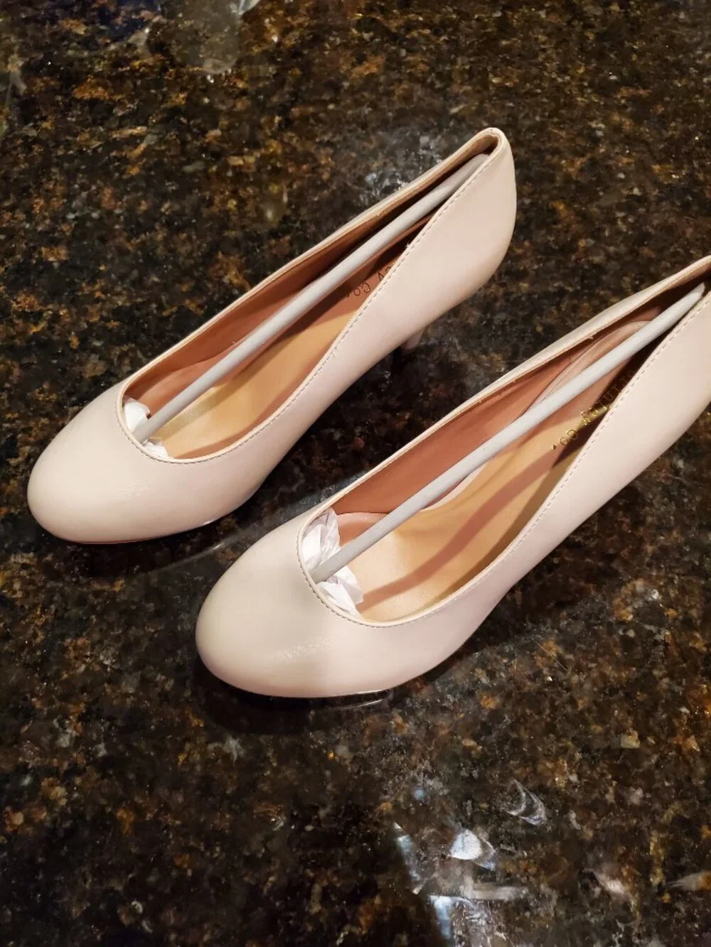 Brinley Co. PU Leather Pumps 3 inch Heels Size 10 NUDE